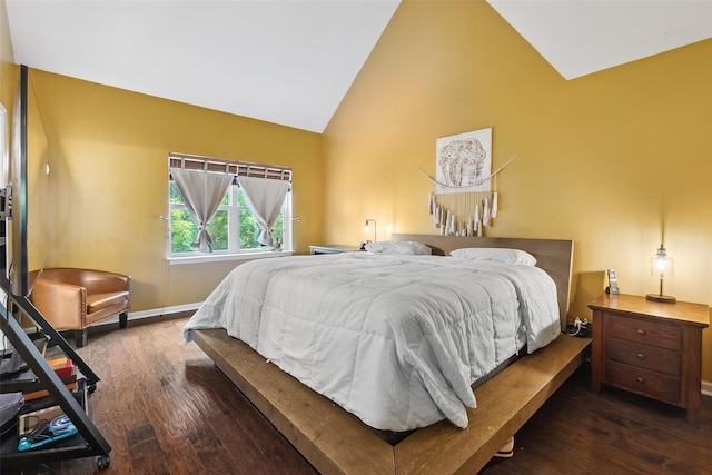97 Hillcrest Ln, Peekskill, NY 10566 - bedroom featuring hardwood / wood-style flooring and high vaulted ceiling