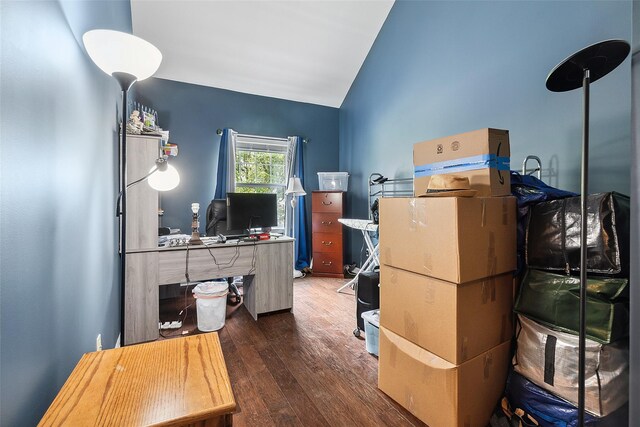 97 Hillcrest Ln, Peekskill, NY 10566 - home office with wood finished floors and vaulted ceiling