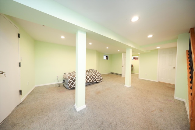 1768 W 5th St, Brooklyn, NY 11223 - finished below grade area featuring light carpet and recessed lighting
