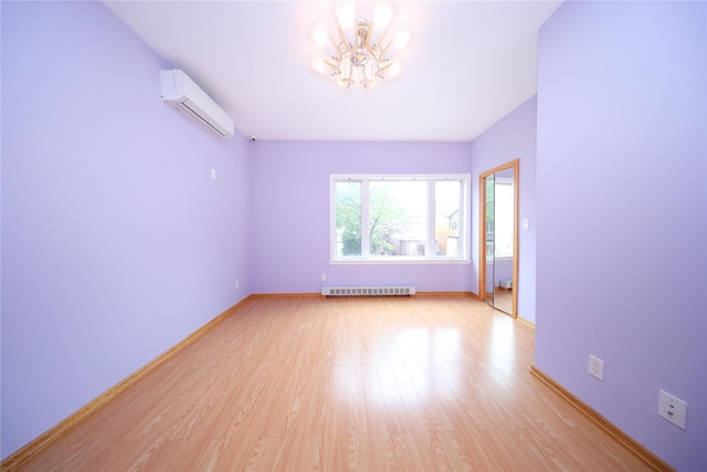 1768 W 5th St, Brooklyn, NY 11223 - empty room with a wall unit AC, a chandelier, and light wood-type flooring