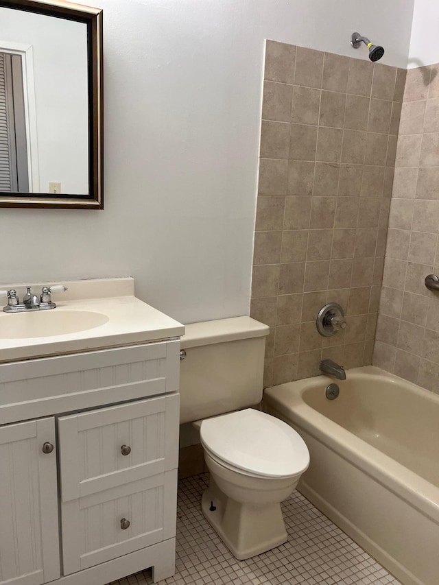 77 Birchwood Rd, Coram, NY 11727 - bathroom with vanity, bathtub / shower combination, and tile patterned floors
