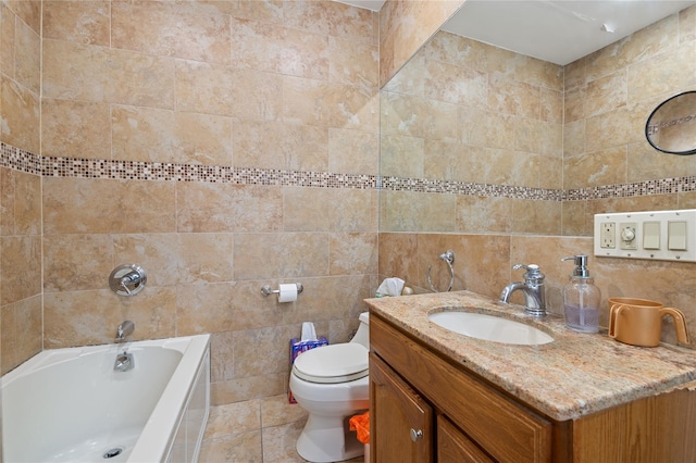1020 New Mcneil Ave, Lawrence, NY 11559 - bathroom featuring tile walls, vanity, and a bathtub