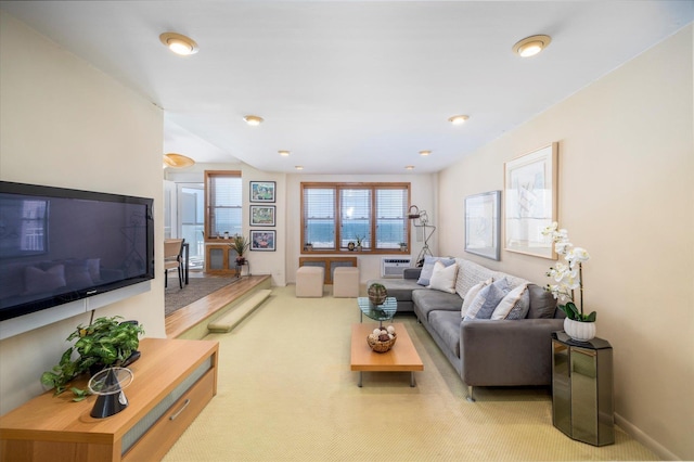 522 Shore Rd Unit 4Kk, Long Beach, NY 11561 - carpeted living room featuring a wall unit AC
