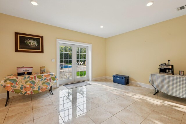 4 Celestial Ct, Saint James, NY 11780 - entryway featuring french doors, light tile patterned flooring, and recessed lighting
