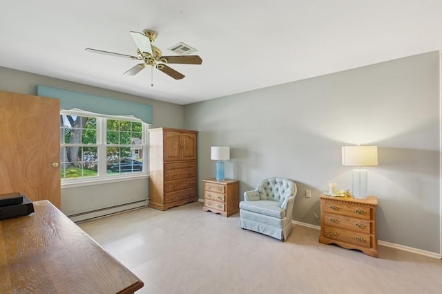 96 Enfield Ct Unit B, Ridge, NY 11961 - bedroom featuring a baseboard heating unit and ceiling fan
