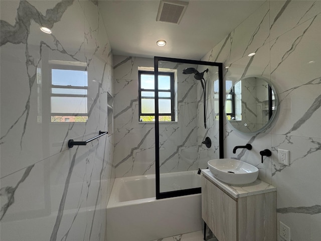 21528 47th Ave Unit 3B, Bayside, NY 11361 - bathroom featuring bath / shower combo with glass door and vanity