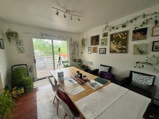 4 Meadow Ct, High Falls, NY 12440 - dining area featuring wood finished floors and rail lighting