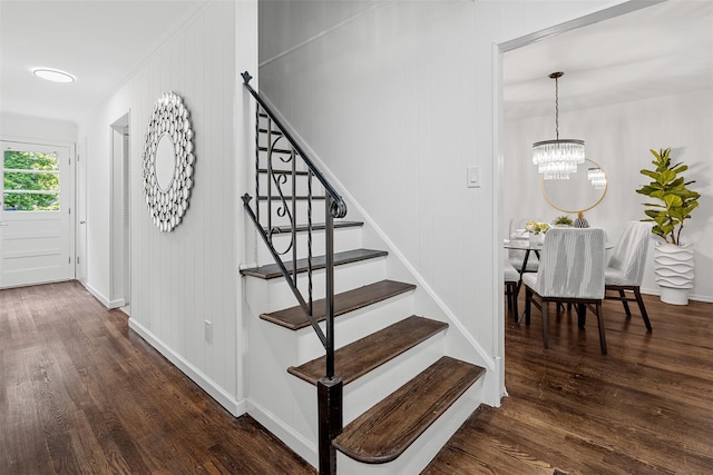 4 Westbrook Dr, Cortlandt Manor, NY 10567 - stairs with wood finished floors and a chandelier