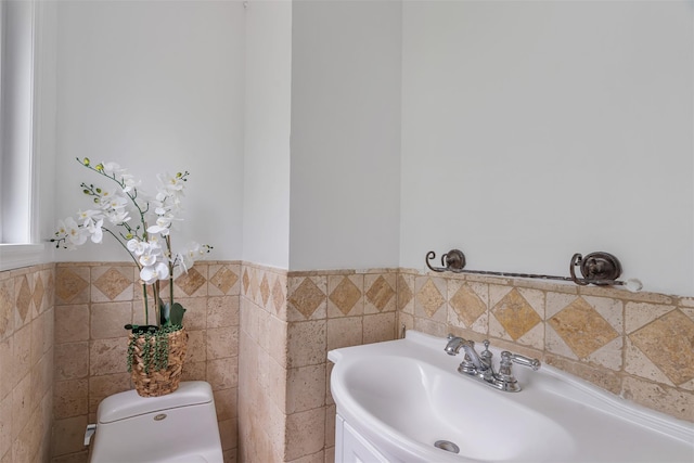 4 Westbrook Dr, Cortlandt Manor, NY 10567 - half bathroom with vanity and tile walls