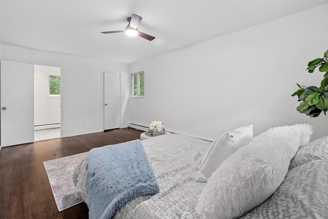 4 Westbrook Dr, Cortlandt Manor, NY 10567 - bedroom with baseboard heating, wood finished floors, and ceiling fan