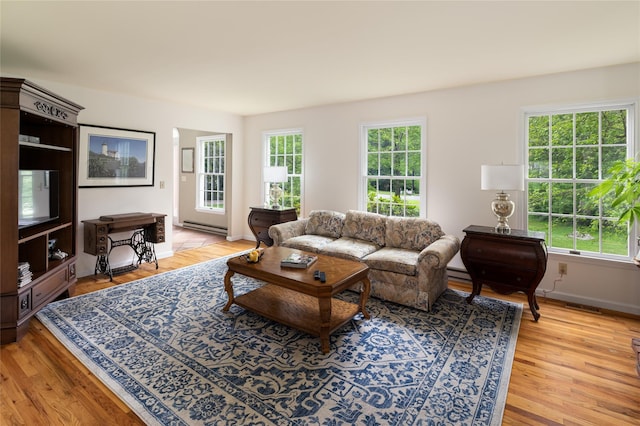 4 Scenic Dr, South Salem, NY 10590 - living room featuring plenty of natural light, a baseboard heating unit, and light wood-style floors