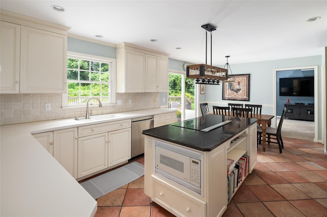 4 Scenic Dr, South Salem, NY 10590 - kitchen featuring white microwave, black electric cooktop, stainless steel dishwasher, plenty of natural light, and recessed lighting