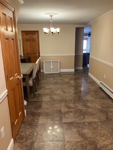 16330 95th St, Howard Beach, NY 11414 - unfurnished dining area with a chandelier and crown molding