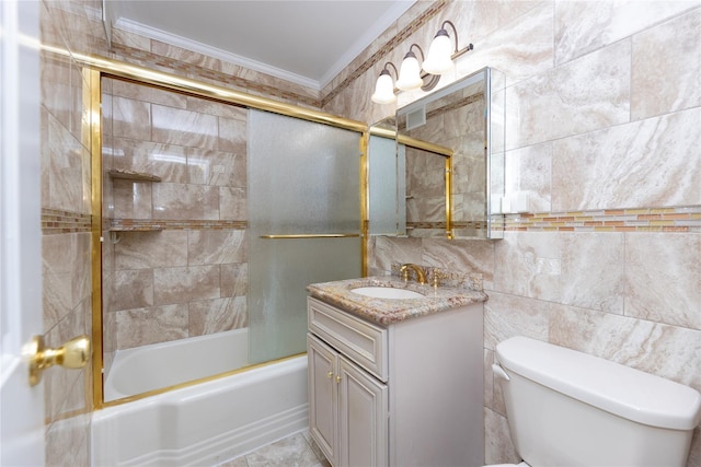 5550 Fieldstone Rd Unit 1C, Bronx, NY 10471 - full bath with vanity, crown molding, and shower / bath combination with glass door