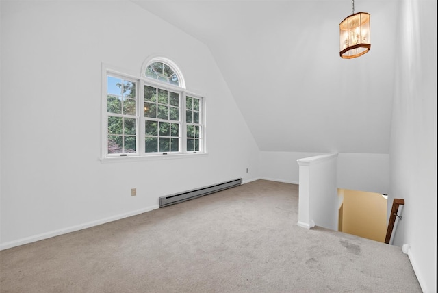 16 Apple Summit Ln, Lagrangeville, NY 12540 - additional living space featuring baseboard heating, lofted ceiling, and carpet