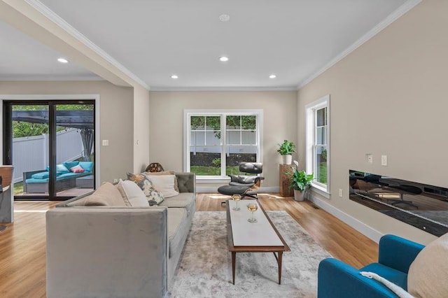 105 Valley Rd, White Plains, NY 10604 - living area with recessed lighting, light wood finished floors, plenty of natural light, and crown molding
