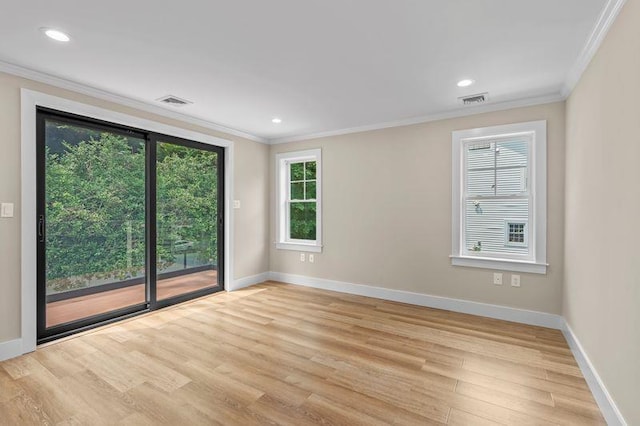 105 Valley Rd, White Plains, NY 10604 - empty room with crown molding, light wood-style floors, and recessed lighting