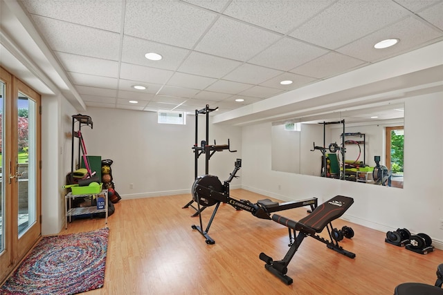 10 Inverness Ct, White Plains, NY 10605 - exercise area with wood finished floors, a drop ceiling, healthy amount of natural light, and recessed lighting