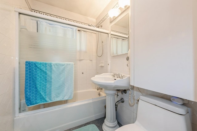 17 Piper Ln, Levittown, NY 11756 - full bathroom with tile walls and shower / bathtub combination with curtain
