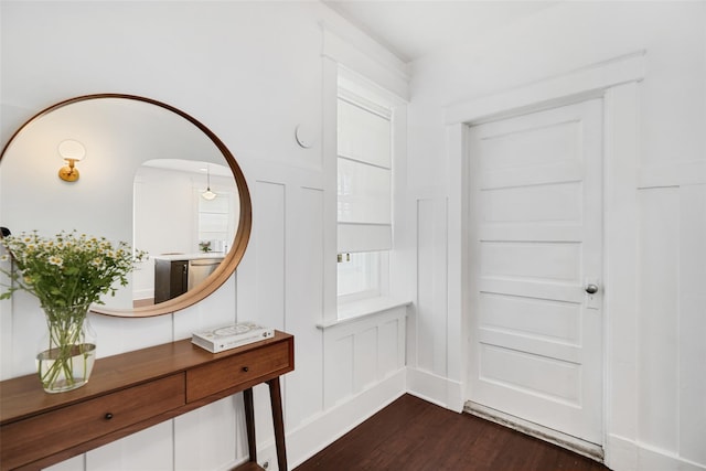 1223 Albany Post Rd, Croton-On-Hudson, NY 10520 - hallway with dark wood finished floors and a decorative wall