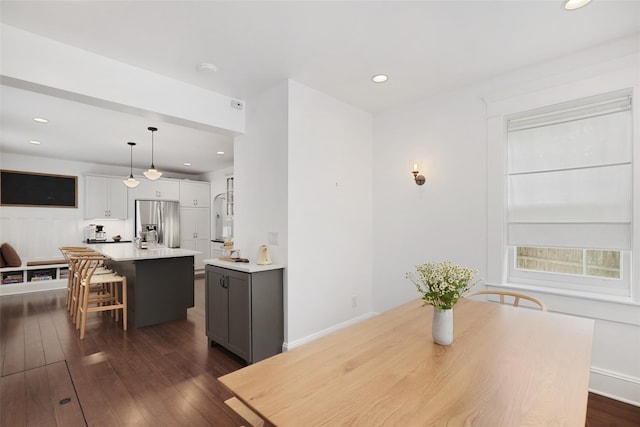 1223 Albany Post Rd, Croton-On-Hudson, NY 10520 - dining space featuring dark wood-style floors and recessed lighting