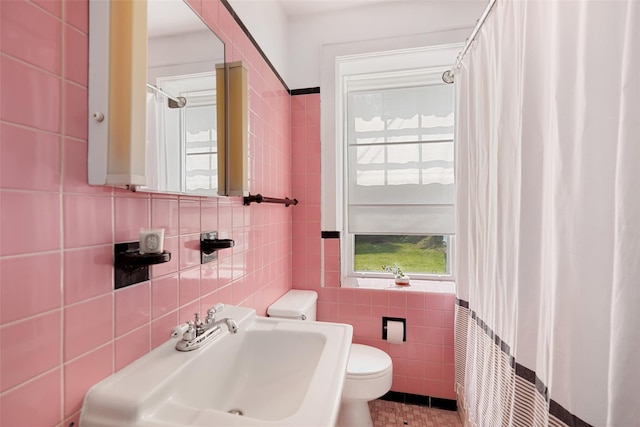 1223 Albany Post Rd, Croton-On-Hudson, NY 10520 - full bath with tile walls, tile patterned floors, and a shower with curtain