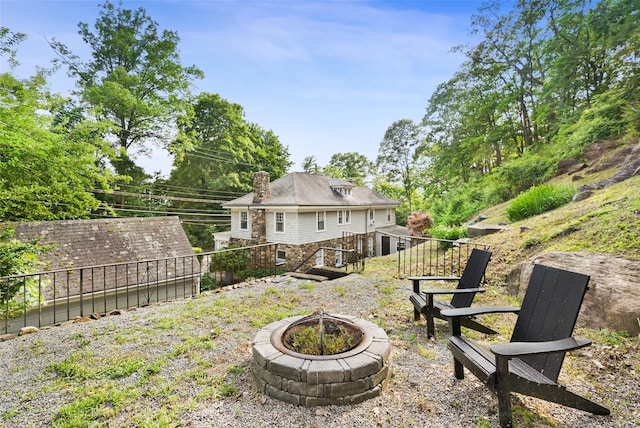 1223 Albany Post Rd, Croton-On-Hudson, NY 10520 - view of yard featuring a fire pit