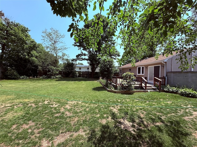 1016 Howells Rd, Bay Shore, NY 11706 - view of green lawn featuring a wooden deck