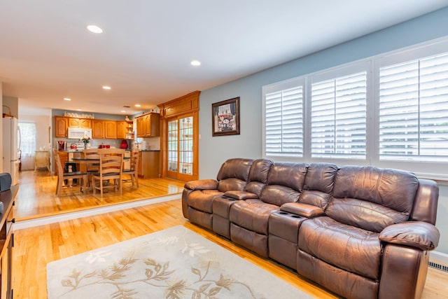 195 Bridle Way, Oakdale, NY 11769 - living area featuring plenty of natural light, light wood-type flooring, and recessed lighting