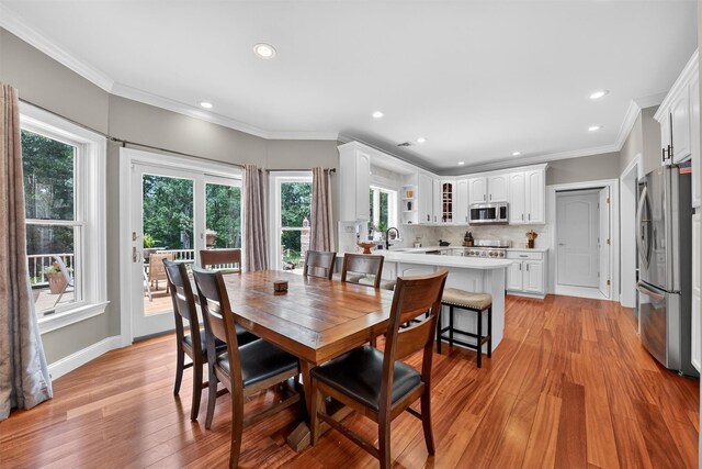 2300 State Route 207, Rock Tavern, NY 12575 - dining room featuring ornamental molding, light wood-style flooring, and recessed lighting