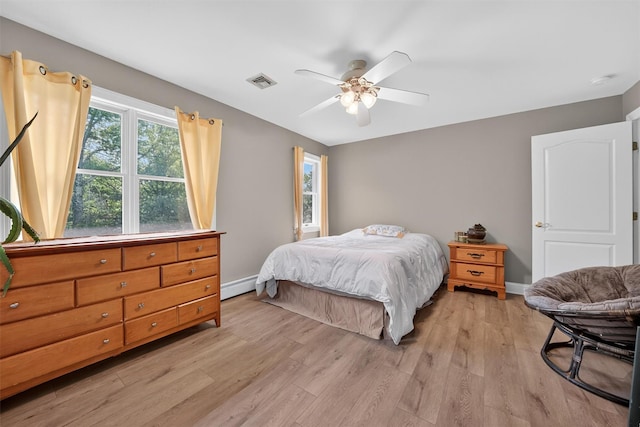 2300 State Route 207, Rock Tavern, NY 12575 - bedroom with a baseboard heating unit, light wood finished floors, and ceiling fan