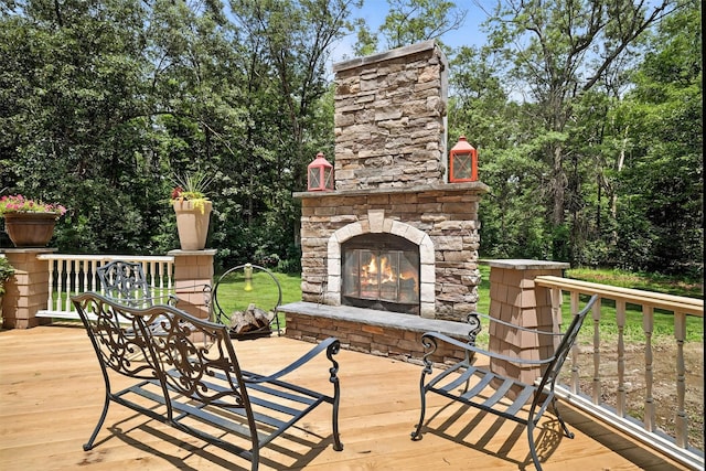 2300 State Route 207, Rock Tavern, NY 12575 - wooden deck featuring an outdoor stone fireplace