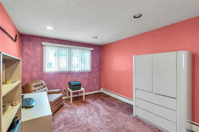 185 Harvard Dr, Plainview, NY 11803 - sitting room featuring a baseboard radiator, carpet, and recessed lighting