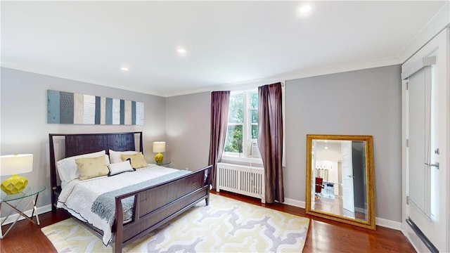 1133 Midland Ave Unit 4C, Bronxville, NY 10708 - bedroom with radiator, wood finished floors, ornamental molding, recessed lighting, and baseboard heating