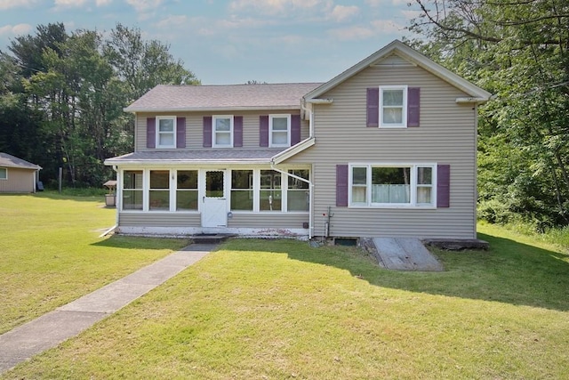 169 Mitchell Pond Rd E, Cochecton, NY 12726 - traditional home featuring a front lawn and a sunroom