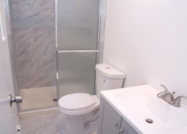 33 Roosevelt Ave, Selden, NY 11784 - bathroom with marble finish floors, a stall shower, and vanity
