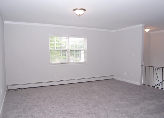 33 Roosevelt Ave, Selden, NY 11784 - unfurnished room featuring ornamental molding, baseboard heating, and carpet floors