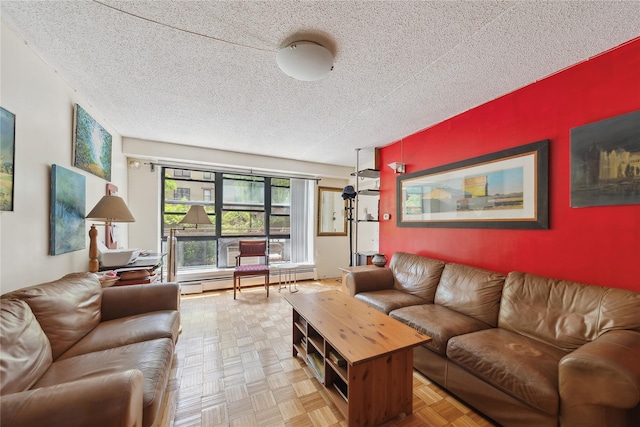 1901 Madison Ave Unit 105, New York Manhattan, NY 10035 - living room featuring a baseboard radiator and a textured ceiling
