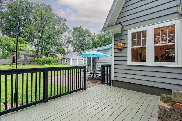 16 Beechwood Park, Poughkeepsie, NY 12601 - wooden deck with outdoor dining space and a lawn