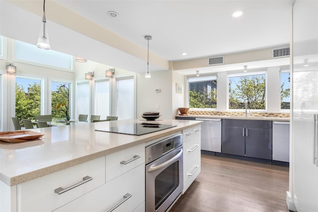 172 Pine Walk, Fire Island Pines, NY 11782 - kitchen featuring stainless steel appliances, healthy amount of natural light, white cabinetry, and recessed lighting