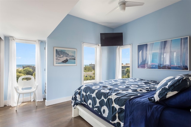 172 Pine Walk, Fire Island Pines, NY 11782 - bedroom with dark wood finished floors and ceiling fan