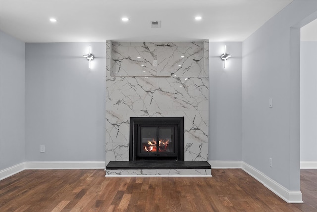 48 Lockwood Rd, South Salem, NY 10590 - detailed view of wood finished floors, a high end fireplace, and recessed lighting