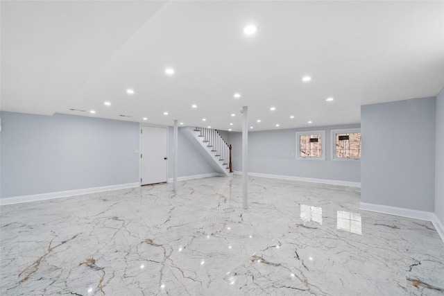 48 Lockwood Rd, South Salem, NY 10590 - below grade area featuring stairway and recessed lighting