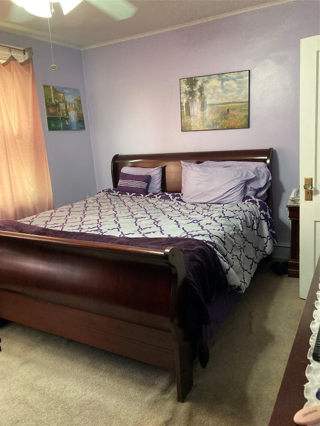 5855 41st Dr, Woodside, NY 11377 - carpeted bedroom featuring crown molding and ceiling fan