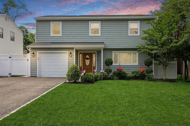 32 Illinois St, Dix Hills, NY 11746 - view of front of property featuring a garage, asphalt driveway, and roof with shingles