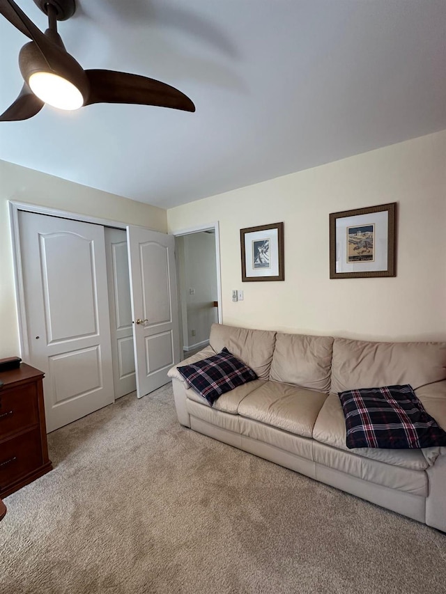133 Woodbrook Rd, White Plains, NY 10605 - carpeted living room featuring a ceiling fan