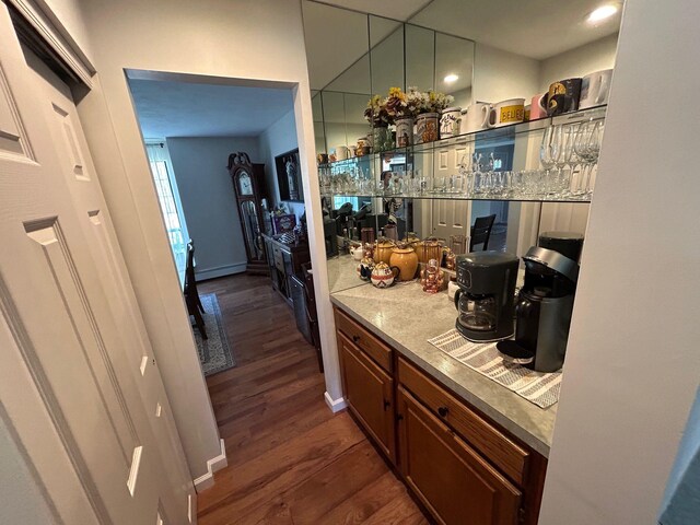 43 Southfield Rd, Baiting Hollow, NY 11933 - bar area with dark wood-type flooring and recessed lighting