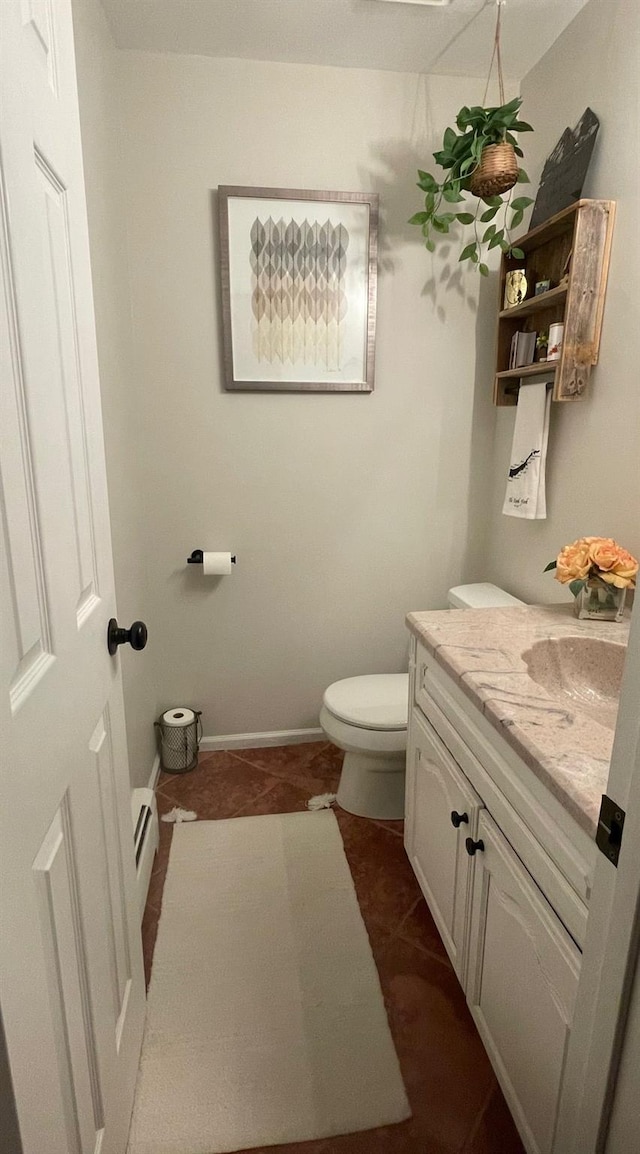 43 Southfield Rd, Baiting Hollow, NY 11933 - bathroom featuring vanity, tile patterned flooring, and baseboard heating