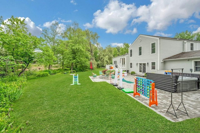 31 Pierce Dr, Pleasantville, NY 10570 - view of green lawn featuring outdoor lounge area, a patio, and view of scattered trees
