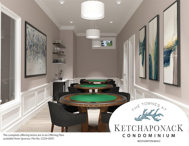 100 Rogers Ave, Westhampton Beach, NY 11978 - playroom featuring a decorative wall, crown molding, and a wainscoted wall